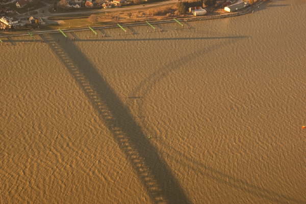 Pont de Tancarville, au soleil couchant